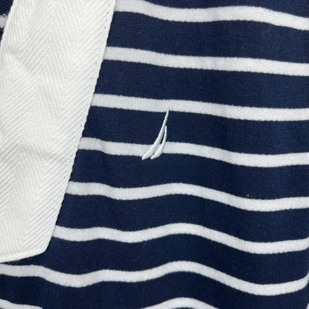 Nautica‎ Jeans Mini Dress Women's Size M Navy Blue Striped Collar New NWT